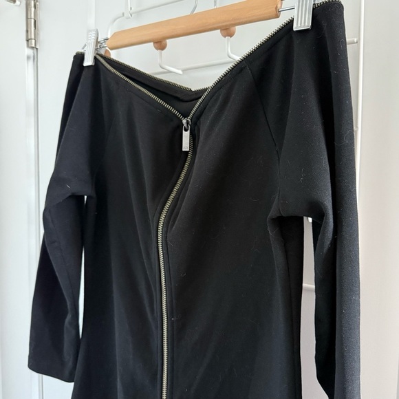 Armani Exchange black off-the-shoulder zipper detail dress - Small - Picture 2 of 5